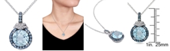Macy's Blue Topaz (4-3/4 ct. t.w.) & Diamond (1/20 ct. t.w.) 18" Pendant Necklace in Sterling Silver
